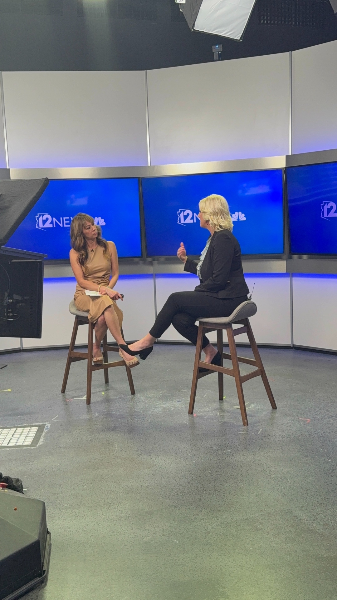 Jessica being interviewed on 12 News NBC studio set