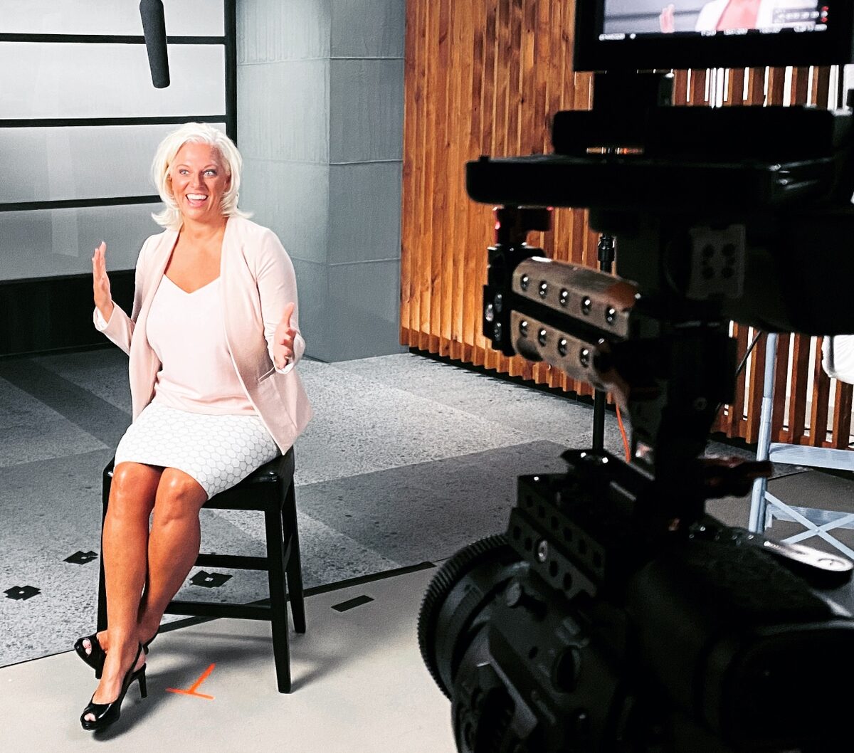 Jessica during a professional studio interview